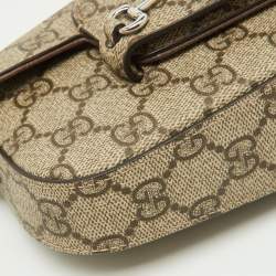 Pre Owned Gucci Beige/Brown GG Supreme Canvas Horsebit 1955 Mini Shoulder Bag