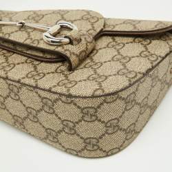 Pre Owned Gucci Beige/Brown GG Supreme Canvas Horsebit 1955 Mini Shoulder Bag
