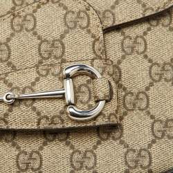 Pre Owned Gucci Beige/Brown GG Supreme Canvas Horsebit 1955 Mini Shoulder Bag