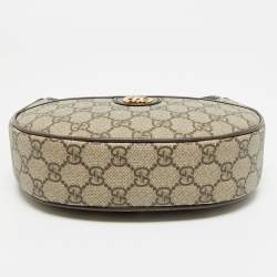Pre Owned Gucci Brown/Beige GG Supreme Canvas Super Mini Ophidia Hobo