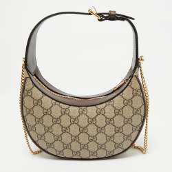Pre Owned Gucci Brown/Beige GG Supreme Canvas Super Mini Ophidia Hobo