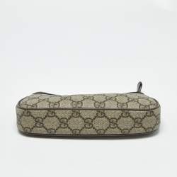 Pre Owned Gucci Beige/Brown GG Supreme Canvas and Leather Mini Ophidia Shoulder Bag