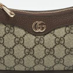 Pre Owned Gucci Beige/Brown GG Supreme Canvas and Leather Mini Ophidia Shoulder Bag