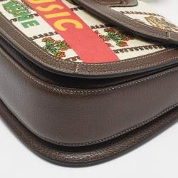 Pre Owned Gucci Brown/Multicolor Canvas Medium 100 Centennial Bamboo Top Handle Bag