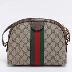 Pre Owned Gucci Brown/Beige GG Supreme Canvas Small Ophidia Shoulder Bag