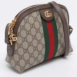 Pre Owned Gucci Brown/Beige GG Supreme Canvas Small Ophidia Shoulder Bag