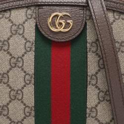Pre Owned Gucci Brown/Beige GG Supreme Canvas Small Ophidia Shoulder Bag