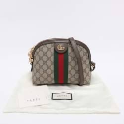 Pre Owned Gucci Brown/Beige GG Supreme Canvas Small Ophidia Shoulder Bag