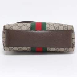 Pre Owned Gucci Brown/Beige GG Supreme Canvas Small Ophidia Shoulder Bag