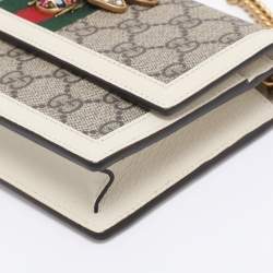 Pre Owned Gucci White/Beige GG Supreme Canvas and Leather Queen Margaret Wallet On Chain