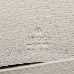Pre Owned Gucci White/Beige GG Supreme Canvas and Leather Queen Margaret Wallet On Chain