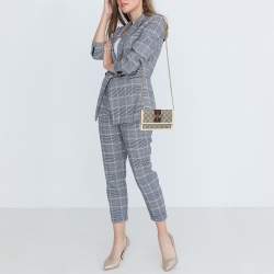 Pre Owned Gucci White/Beige GG Supreme Canvas and Leather Queen Margaret Wallet On Chain