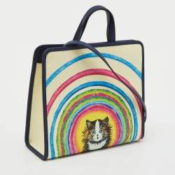 Pre Owned Gucci Multicolor Coated Canvas Louis Wain Cat Rainbow Children's Cat Tote