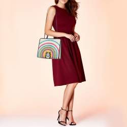 Pre Owned Gucci Multicolor Coated Canvas Louis Wain Cat Rainbow Children's Cat Tote