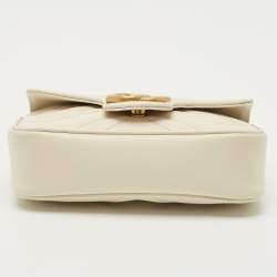 مملوكة مسبقًا Gucci Off White Matelassé Leather Super Mini GG Marmont Shoulder Bag