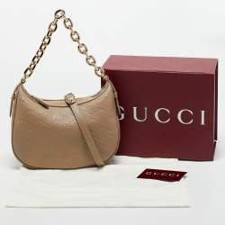 Pre Owned Gucci Beige Guccissima Leather Medium GG Emblem Shoulder Bag