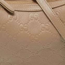 Pre Owned Gucci Beige Guccissima Leather Medium GG Emblem Shoulder Bag