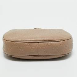 Pre Owned Gucci Beige Guccissima Leather Medium GG Emblem Shoulder Bag