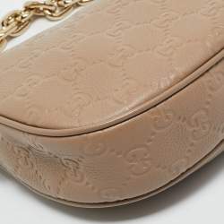 Pre Owned Gucci Beige Guccissima Leather Medium GG Emblem Shoulder Bag