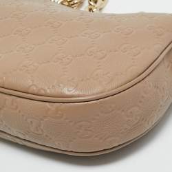 Pre Owned Gucci Beige Guccissima Leather Medium GG Emblem Shoulder Bag