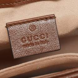 Pre Owned Gucci Brown Matelassé Leather Mini GG Marmont Top Handle Bag