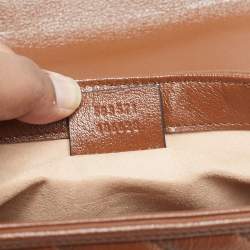 Pre Owned Gucci Brown Matelassé Leather Mini GG Marmont Top Handle Bag