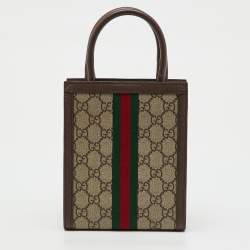 Pre Owned Gucci Beige/Brown GG Supreme Canvas and Leather Ophidia Super Mini Bag