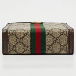 Pre Owned Gucci Beige/Brown GG Supreme Canvas and Leather Ophidia Super Mini Bag