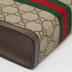 Pre Owned Gucci Beige/Brown GG Supreme Canvas and Leather Ophidia Super Mini Bag