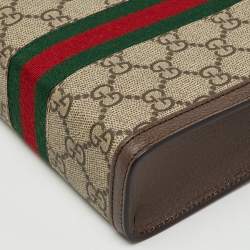 Pre Owned Gucci Beige/Brown GG Supreme Canvas and Leather Ophidia Super Mini Bag