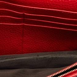 Pre Owned Gucci Red Pebbled Leather Soho Wallet on Chain