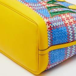 Pre Owned Gucci Multicolor Raffia and Leather Miami Sequins Large Ophidia Tote