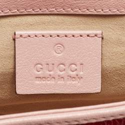 Pre Owned Gucci Red/Pink Diagonal Quilted Leather Super Mini Torchon GG Marmont Shoulder Bag