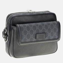 Pre Owned Gucci GG Supreme Black Canvas and Leather Messenger Bag