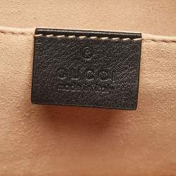 Pre Owned Gucci Black Leather Small Bamboo Diana Tote