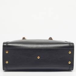 Pre Owned Gucci Black Leather Small Bamboo Diana Tote