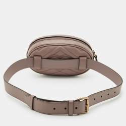 Pre Owned Gucci Dusty Pink Matelassé Leather GG Marmont Belt Bag