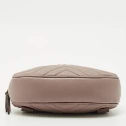 Pre Owned Gucci Dusty Pink Matelassé Leather GG Marmont Belt Bag