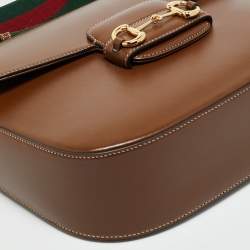 Pre Owned Gucci Brown Leather Horsebit 1955 Shoulder Bag
