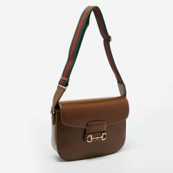Pre Owned Gucci Brown Leather Horsebit 1955 Shoulder Bag