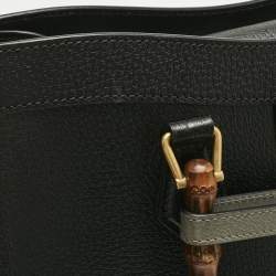 Pre Owned Gucci Black Leather Large Bamboo Diana Tote