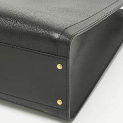 Pre Owned Gucci Black Leather Large Bamboo Diana Tote