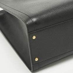 Pre Owned Gucci Black Leather Large Bamboo Diana Tote