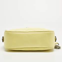 Pre Owned Gucci Yellow Matelassé Leather Mini GG Marmont Camera Bag 