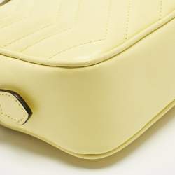 Pre Owned Gucci Yellow Matelassé Leather Mini GG Marmont Camera Bag 