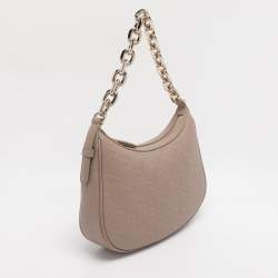 Pre Owned Gucci Beige Guccissima Leather Medium GG Emblem Shoulder Bag