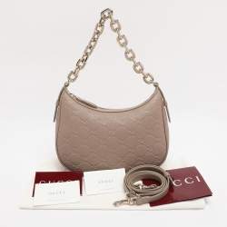 Pre Owned Gucci Beige Guccissima Leather Medium GG Emblem Shoulder Bag