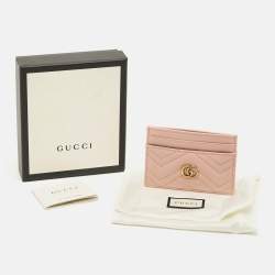 Pre Owned محفظة بطاقات غوتشي جي جي مارمونت جلد ماتيلاسيه وردي فاتح