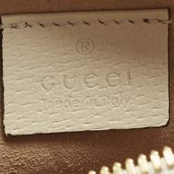 Pre Owned Gucci Off White Leather Mini Ophidia Round Shoulder Bag