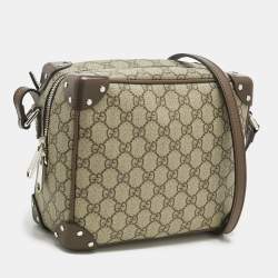 Pre Owned Gucci Beige/Brown GG Supreme Canvas Soft Trunk Messenger Bag
